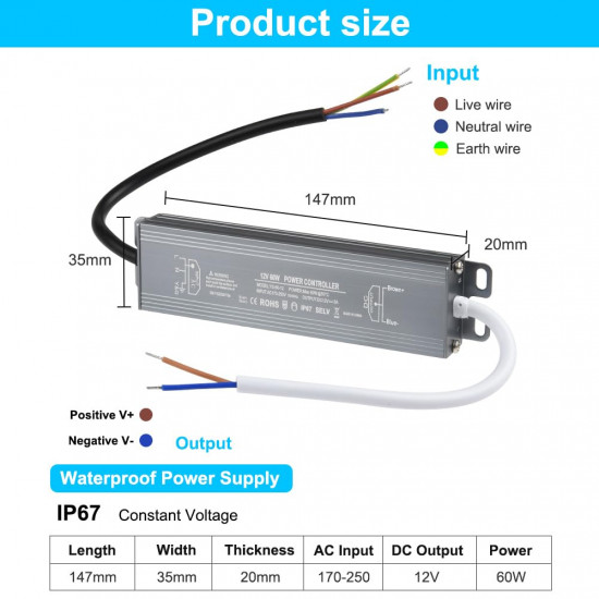 LED Driver, 12V, 60W  - 5A